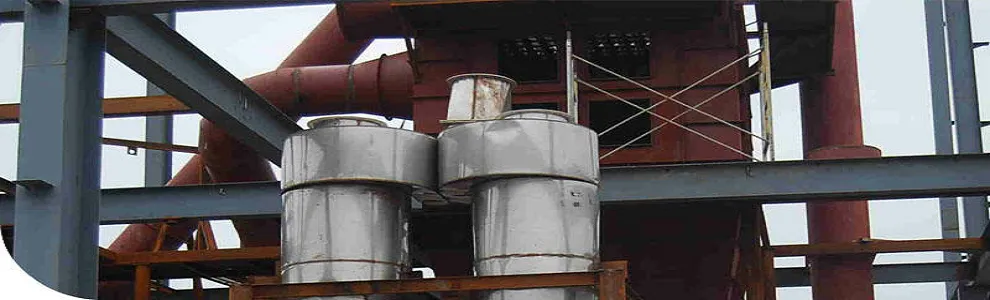 Stainless-steel cyclones on the plant's steel structure