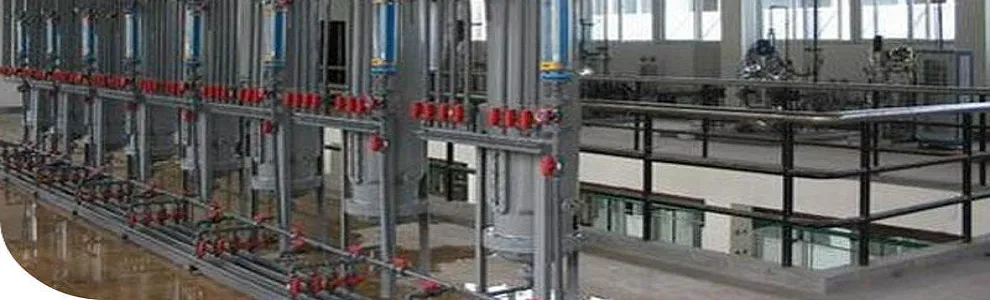 Rows of process columns with red valves
